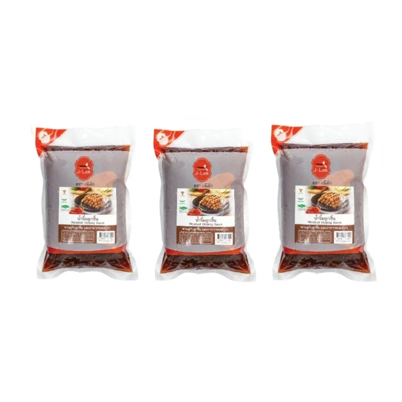 J-lek Meatball Dipping Sauce in a 000g bag, dry grocery product, close-up of the sauce packet with branding and product details.