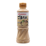 Bottle of Yamamori Sesame Sauce, a Japanese grocery product with creamy sesame paste and sauce in a clear plastic bottle.