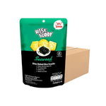 Rise Buddy Crispy Rice Snacks in a transparent bowl, showing light, crunchy rice cereal snacks for dry grocery and confectionery.