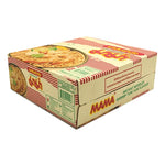 Mama Instant Noodles Shrimp Tom Yum 55g pack, dry grocery product, showing packaged noodles with shrimp flavor and vibrant soup base.
