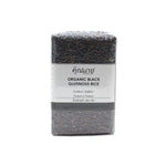 Organic black glutinous rice from Khunnai Rice, 1kg package, showcasing dry, uncooked rice grains in a clear view.