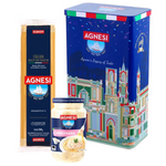 Agnesi Spaghetti Carbonara set with cooked pasta and creamy sauce in a bowl, showcasing the Italian grocery product.
