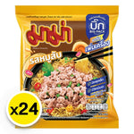Mama Big Pack Instant Noodle with Minced Pork, 95g x24, dry grocery product featuring flavorful noodle packs in a large bundle.
