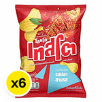 Tasto Potato Rock Chips Pla Sam Rod 42g, crispy snack in colorful packaging, displayed in a bowl with chips spilling out.