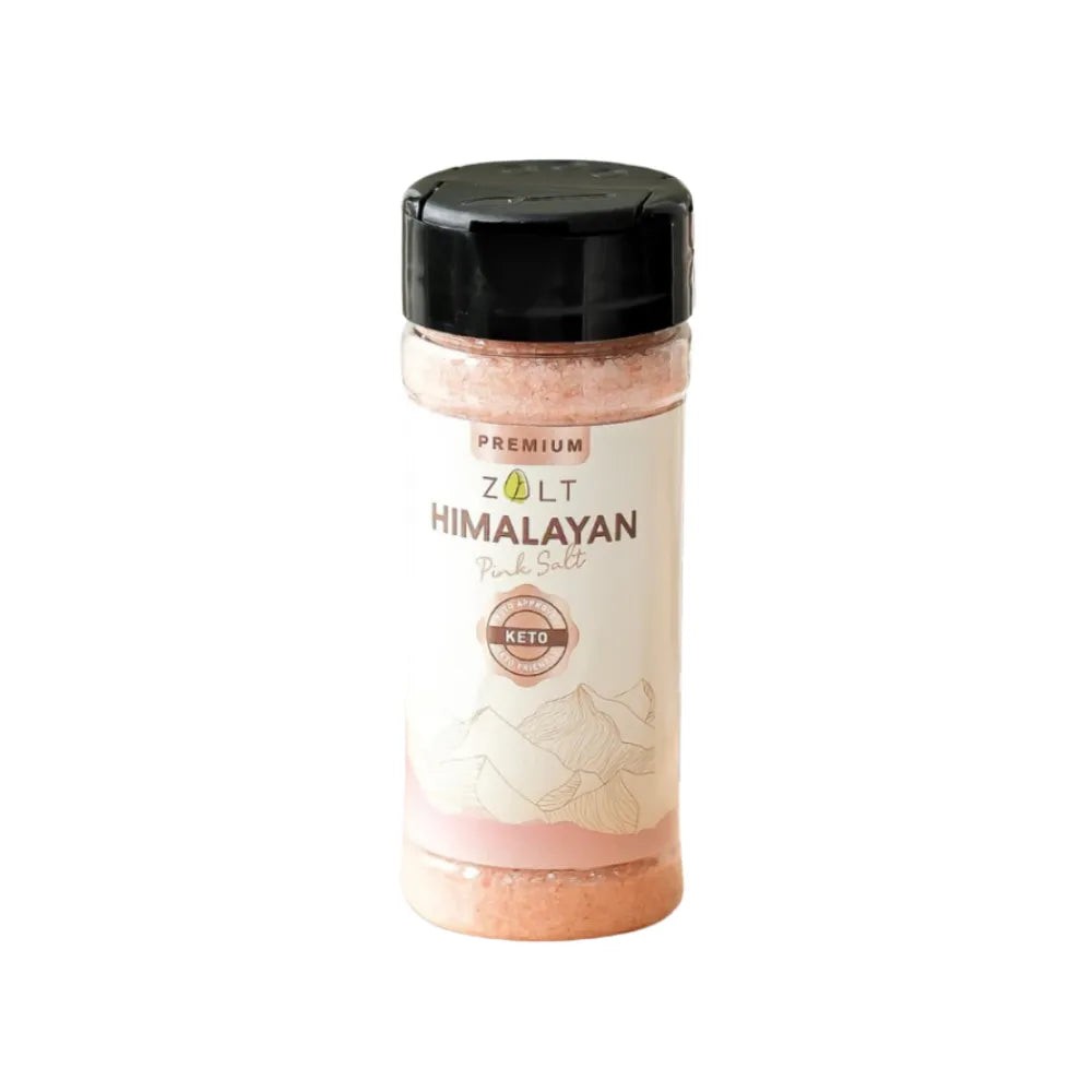Zalt Himalayan Pink Salt in a certificate packaging, dry grocery product, showcasing the premium pink salt crystals.