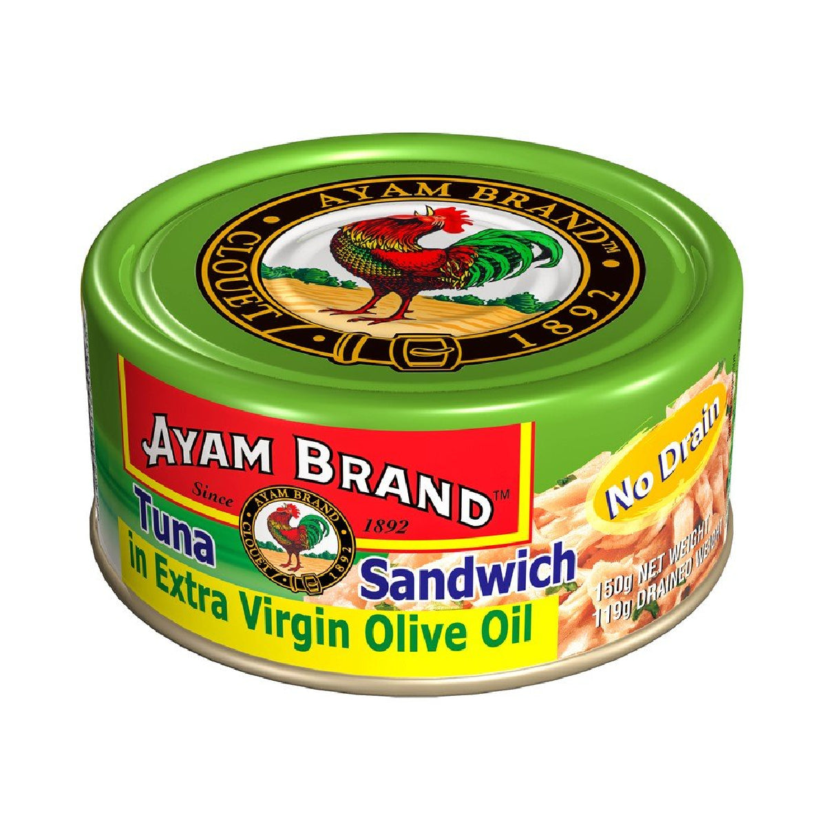 Canned Ayam Tuna Sandwich with Virgin Olive Oil in a 5 oz can, labeled for grocery shopping.