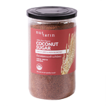 Nuttarin Pure Coconut Sugar in a grocery package, natural brown color, with label indicating coconut sugar brand and product type.
