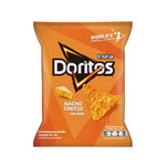 Doritos Nachocheese snacks in a 50g bag, showing colorful crispy chips, part of a 12-pack of DORITOS confectionery snacks.