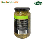 Canned Fragata capers in brine jar, showing the label and capers inside, suitable for culinary use in dry grocery shopping.