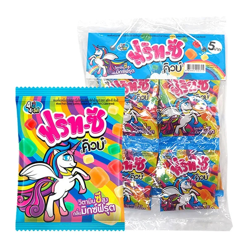 Frit-C Cube Mixed Fruit snack in a 20g package, colorful dried fruit pieces from the dry grocery and confectionery product line.