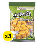KOHKAE Salted Broad Beans snack pack, 85g x3, dry grocery, crunchy and salted snack with broad beans in a clear bag.