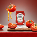 Heinz Tomato Ketchup bottle for groceries, featuring classic red ketchup in a clear plastic bottle with a white cap.