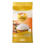 Nokkrayangkoo Double Egret Jasmine Rice from Yasothon, 100% authentic Thai jasmine rice in a clear bag.
