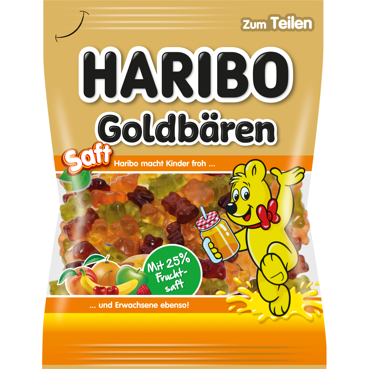 Haribo Saftbaren confectionery snacks featuring colorful, chewy fruit-flavored gummy candies in a clear package.