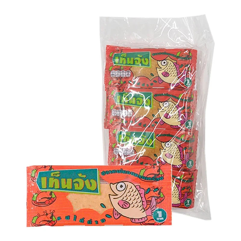 Tenjung Tenjang Fish Snack Chicken flavor, 1.7g dry grocery product from TENJUNG, showing the packaged fish snack.