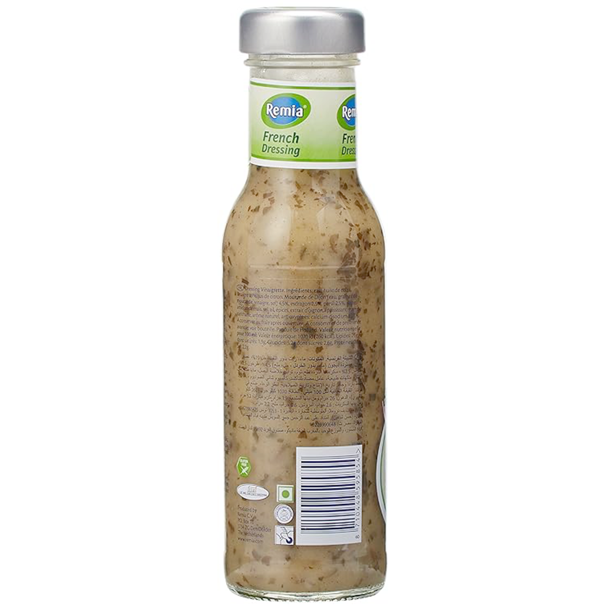 Remia French Salad Dressing bottle with label, shown on a grocery store shelf, showcasing the product's packaging and branding.