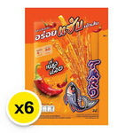 TARO spicy cuttlefish flavored taro sauce coated fish snack, 18g x6, dry grocery snack with crunchy texture and bold seafood flavor.