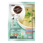 Super Bites rice porridge with teriyaki ginger flavor in a grocery product image, showing the prepared dish with rice and ginger sauce.