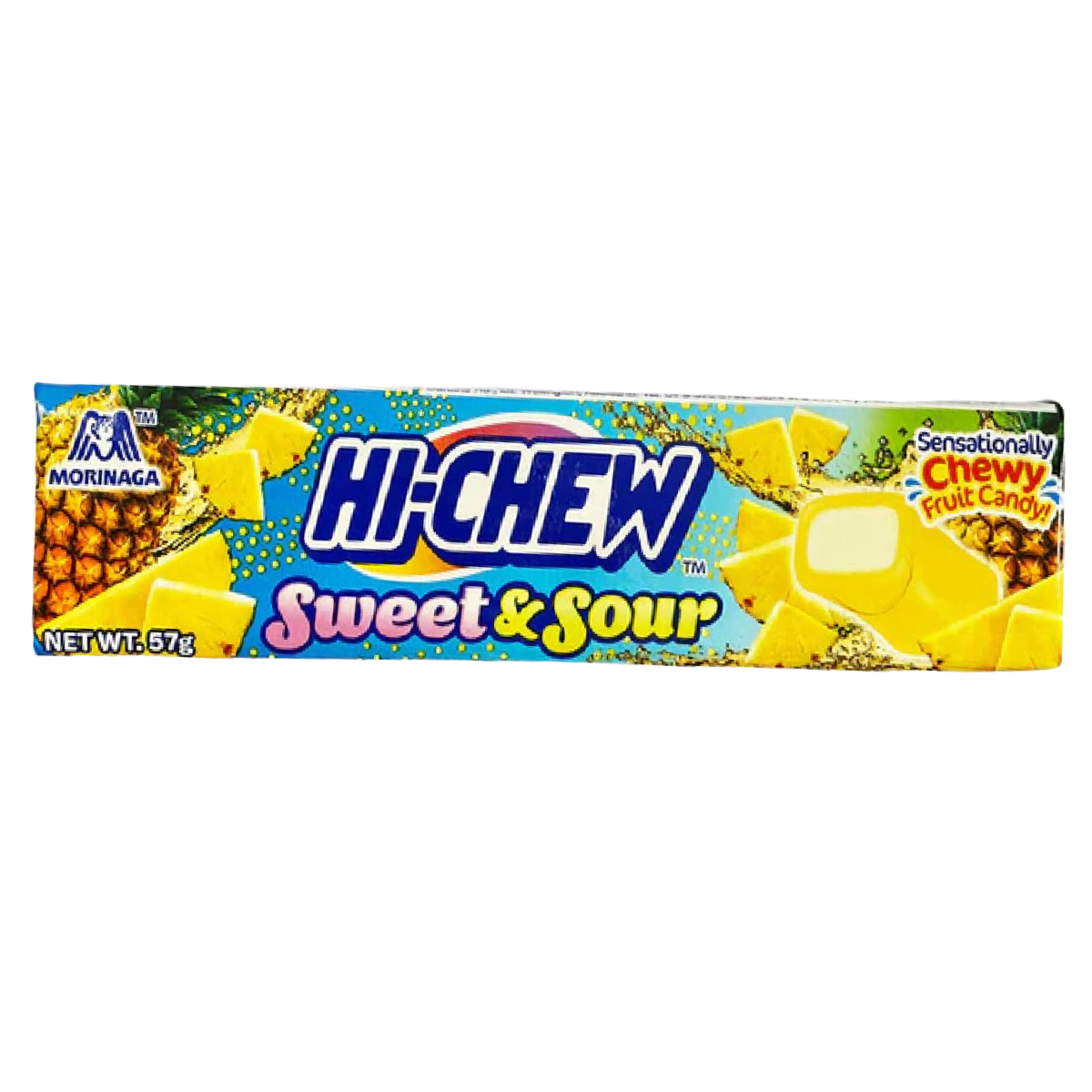 Morinaga Sweet & Sour Pineapple confectionery snacks in colorful packaging, showcasing vibrant pineapple candies.