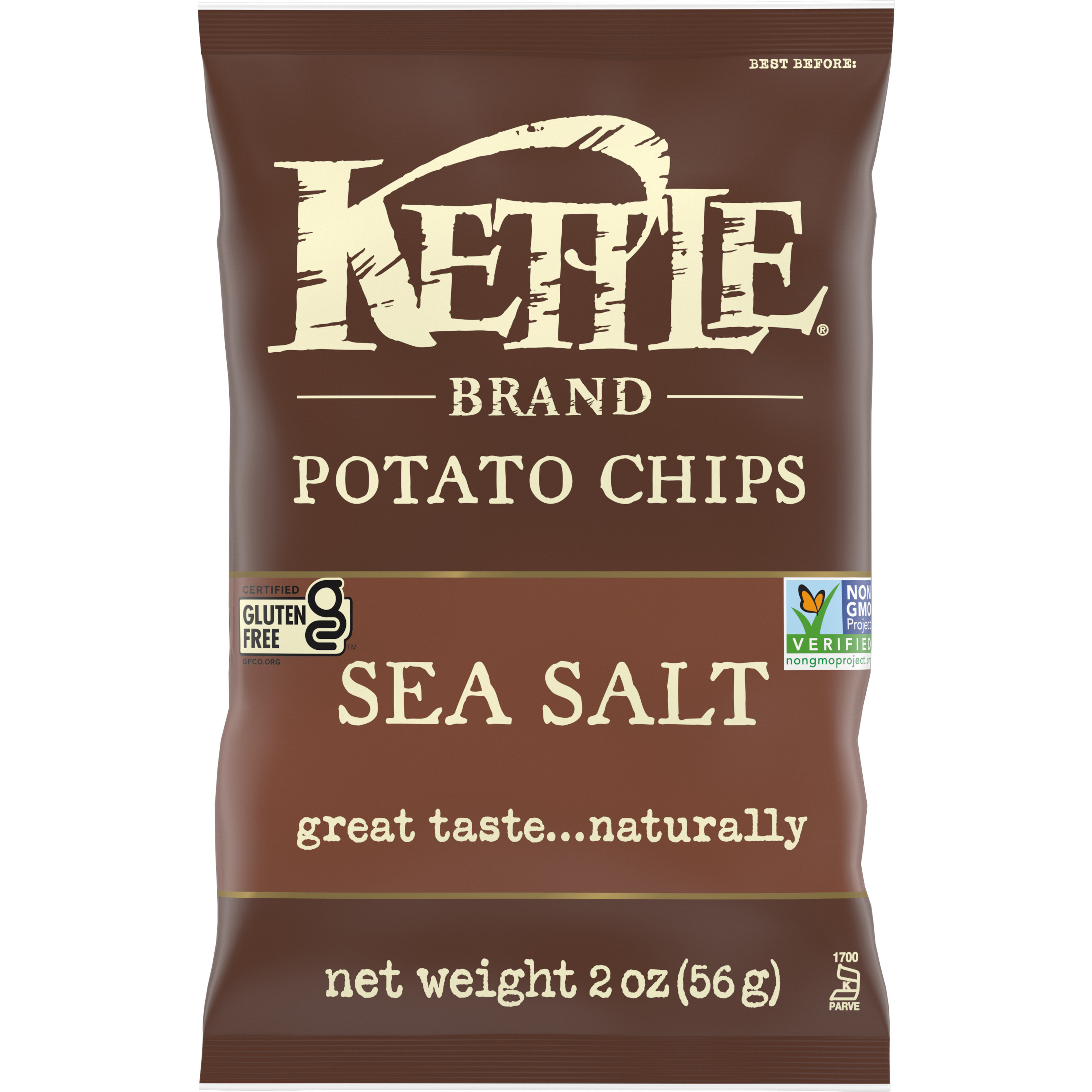 Kettle Sea Salt confectionery snack in a colorful bag, featuring savory salted flavor and crunchy texture.