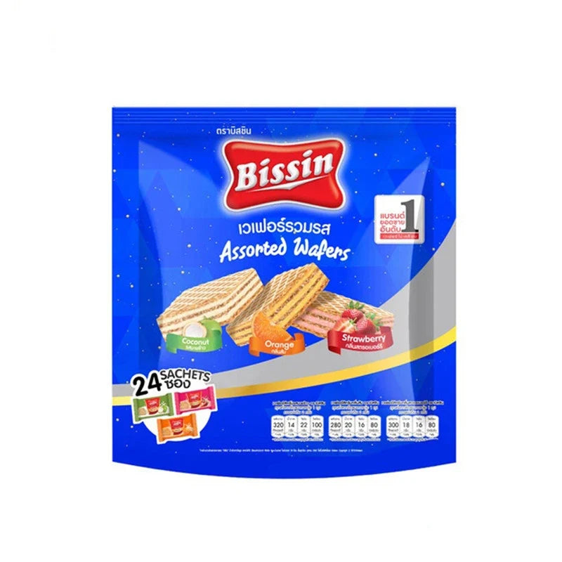 BISSIN assorted wafer sachets in 161g package, dry grocery product with colorful wafer varieties on the packaging