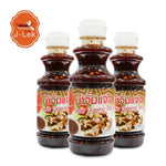J-LEK Jae Lek Jaew Sauce in a 255g plastic bottle, dry grocery item with bright label and sauce visible in the image.