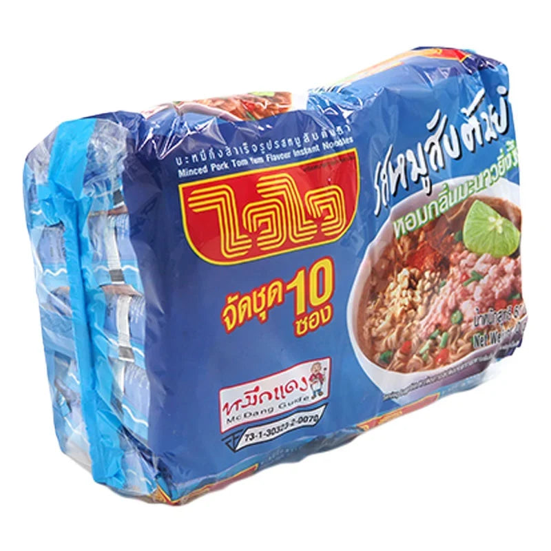 WAIWAI Waiwai Tomyum Pork 60g dry grocery package with spicy Tomyum flavor and pork pieces in a sealed bag