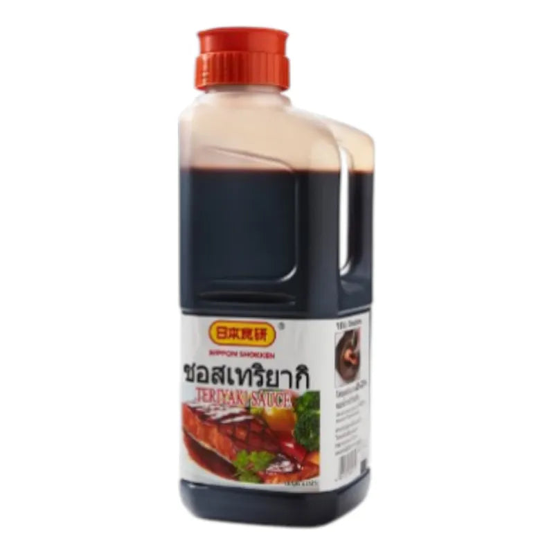 Nihon Shokken Teriyaki Sauce 2L bottle, a Japanese-style savory sauce for cooking and glazing dishes, on a plain background.
