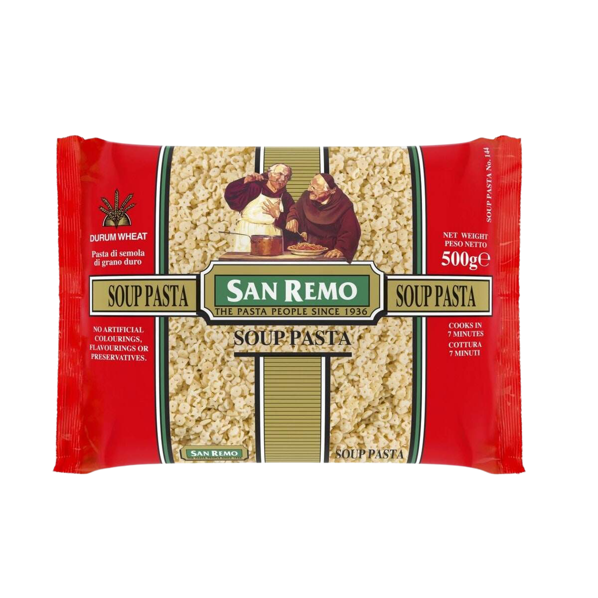 San Remo Soup Pasta package from San Remo Grocery brand, showing the product label and packaging.