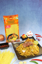 Dry grocery package of Rabbit Brand Khao Soi Noodles with clear branding and colorful packaging.