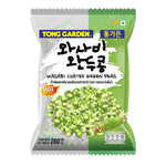 Tonggarden Green Peas Wasabi snack in 260g package, showcasing vibrant green peas coated with wasabi flavor, dry grocery snack.