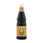 Deksomboon Black Soy Sauce D 1 bottle, dry grocery product with dark soy sauce in a clear plastic bottle, label visible