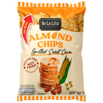 De La Lita almond and rice chips with grilled sweet corn flavor, a tasty confectionery snack in a colorful bag.