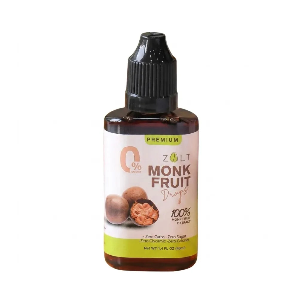Zalt 100% Lo Han Guo Syrup keto concentrated extract in a clear bottle, ready for use in dry grocery recipes.