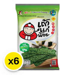 Taokaenoi Fried Seaweed Classic snack pack, 10g x6, crispy dried seaweed for snacking, in colorful packaging.
