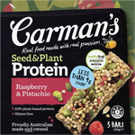 Carman's Seed Plant Raspberry Pistachio grocery product package with colorful label and resealable bag.