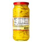 Mezzetta Hot Pepper Rings in a jar, bright red sliced hot peppers suitable for adding spice to various dishes.