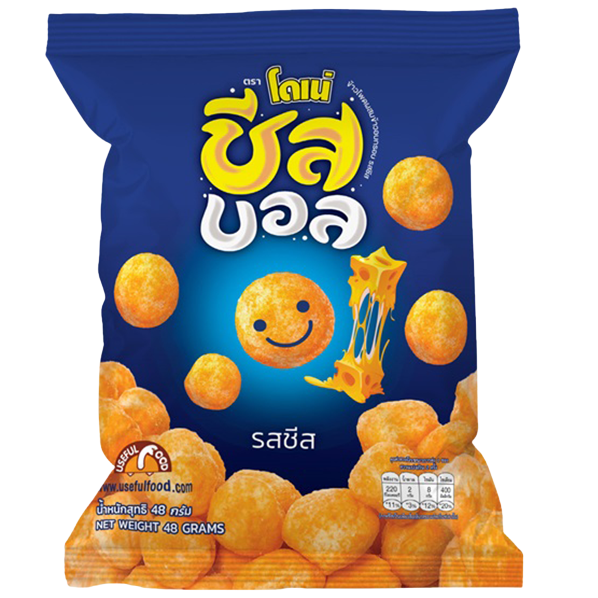 Donae Cheese Ball confectionery snack in bright packaging, showcasing a round cheese-flavored snack with cheesy coating.