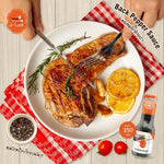Glass bottle of J-LEK Black Pepper Sauce, 350g, showcasing the dark sauce inside a clear J-lek brand bottle.