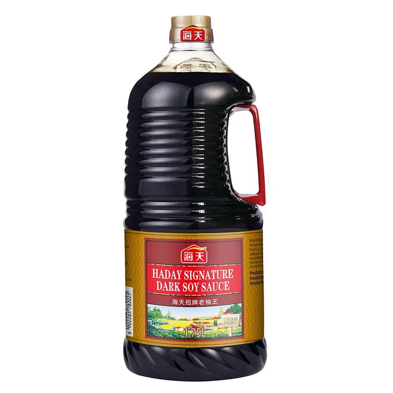 Haday dark soy sauce in a 1.75L bottle, ideal for cooking, with a dark liquid inside and the Haday label on the bottle.