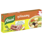Knorr Pork Cube 120g, dry grocery product, showing a close-up of the savory pork-flavored cube in packaging.