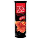 Tasto Signature Inclusion Crisps Carolina Reaper snack bag with spicy, fiery crisps in 102g packaging.