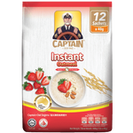 Captain Oats Instant Oatmeal in a bowl with spoon, showcasing the ready-to-eat breakfast with oats and toppings.