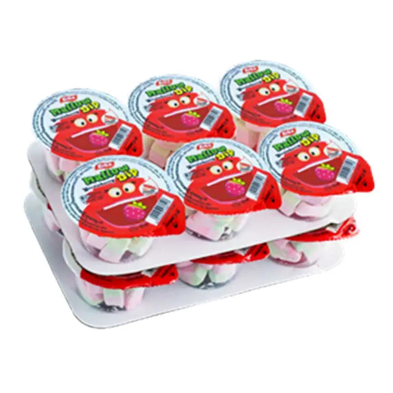 ERKO Erko Mallow Dip with Strawberry Jam, marshmallow snack in 22g dry grocery confectionery pack, soft marshmallow dessert.