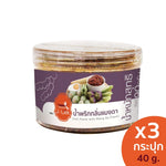 J-LEK Jae Lek Maeng Da Chili Paste in a 90g plastic jar, dry grocery product with vibrant chili paste visible inside the jar.