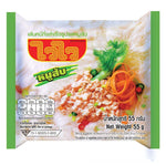 WAIWAI Vermicelli Minced Pork, 55g packs, dry grocery product with thin rice noodles and minced pork chunks in the image.