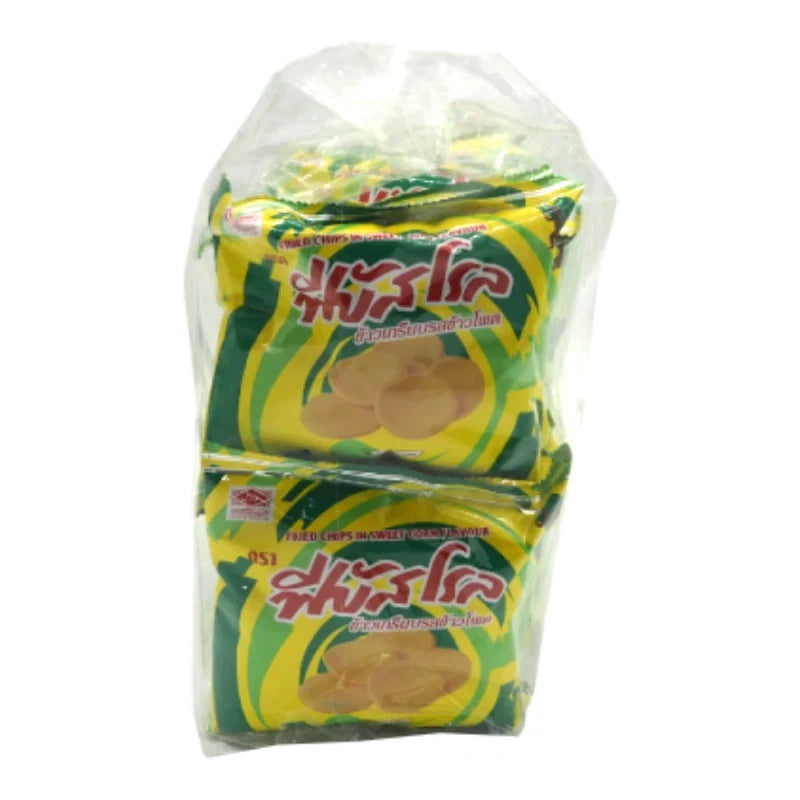 Phaebus Roll Fried Chips Corn Flavor 10g, a crispy snack in a colorful package, part of PHAEBUS ROLL dry grocery snack collection.