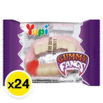 YUPI Yupi Gummy Fangs candy pack with 24 snack bags of chewy, fruity gummy fang-shaped candies in 7g portions.