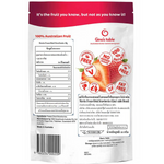 Gina's Table Merries Freeze-Dried Strawberries in a clear package, showing vibrant red dried strawberries as a confectionery snack.