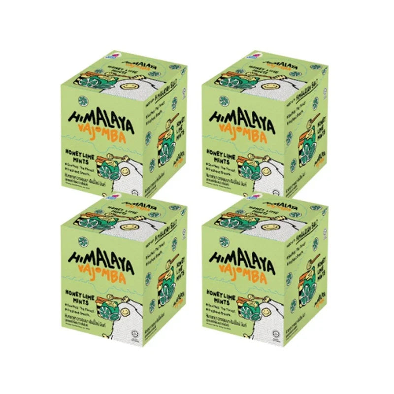HIMALAYA New Mint Flavored Candy with Salt and Wajomba Honey, dry grocery snack, showing colorful candies in a clear container.